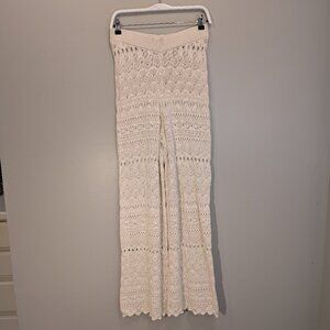 House Of Harlow 1960 Flare Pants Crocheted Beige Breezy Resort Wear - Size M